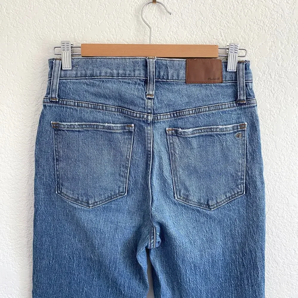 Madewell Classic Straight‎ Jean Crop High Rise Medium Light Wash Denim